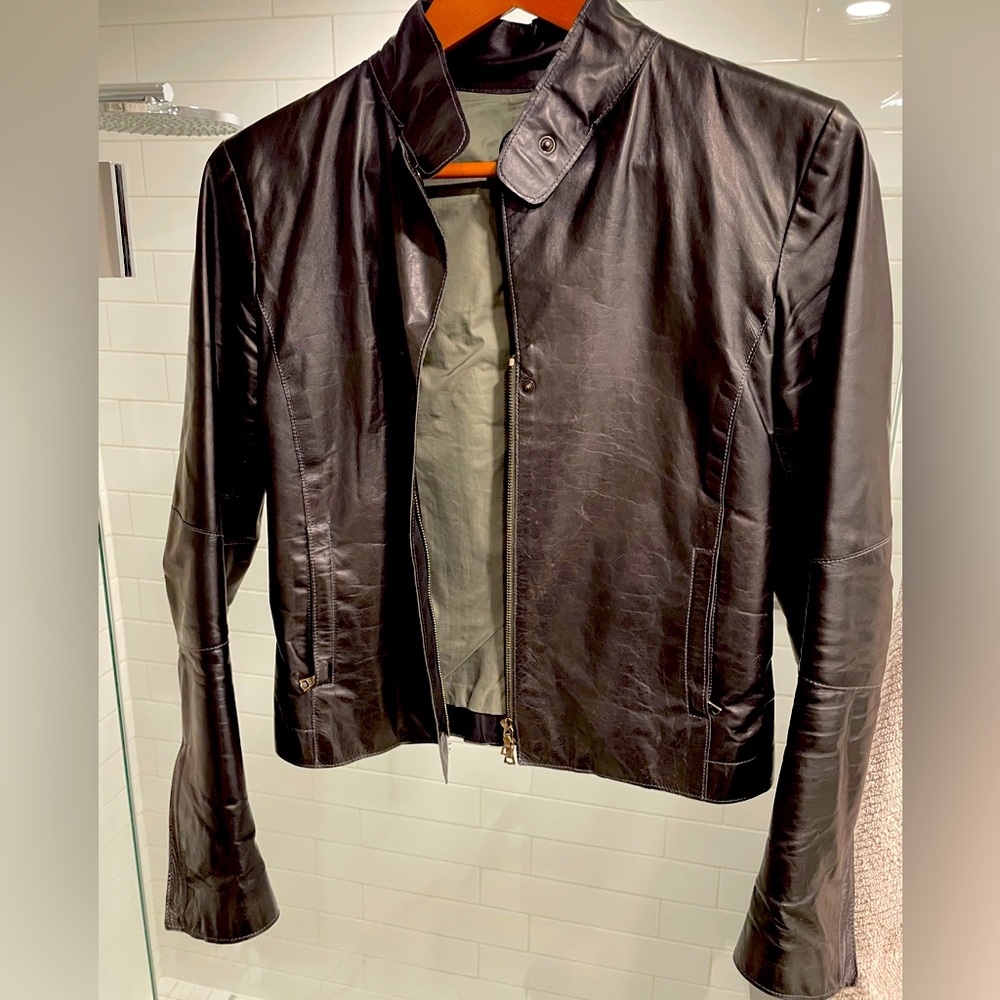 M0851 calf leather moto jacket